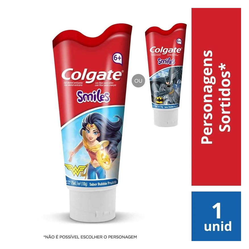 Colgate Pasta de Dente Smiles Batman & Mulher Maravilha com 100g