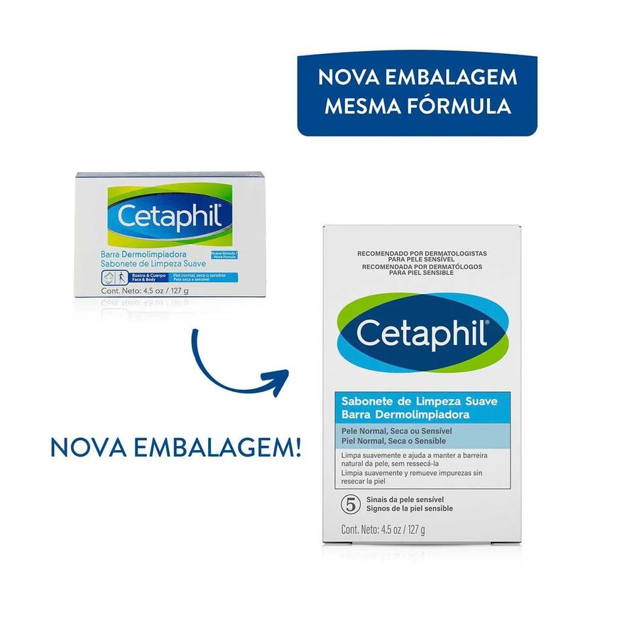 em Sabonete Barra Cetaphil Pele Sensível com 127g