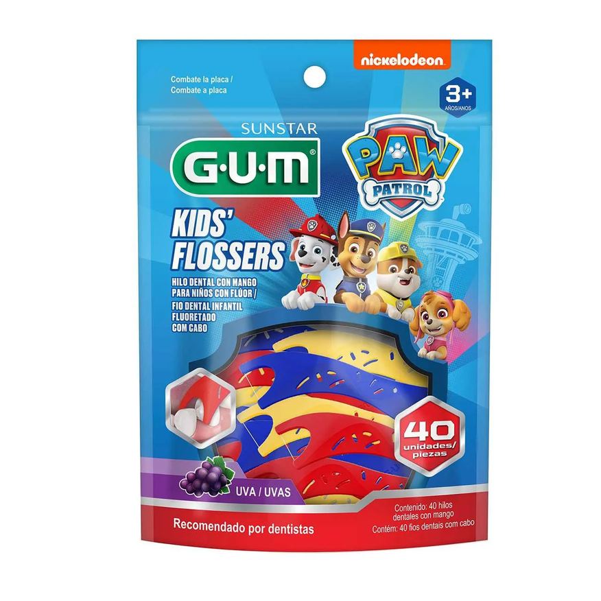 Infantil Flosser para Limpeza dos Dentes G.U.M Patrulha Canina com 40 unidades
