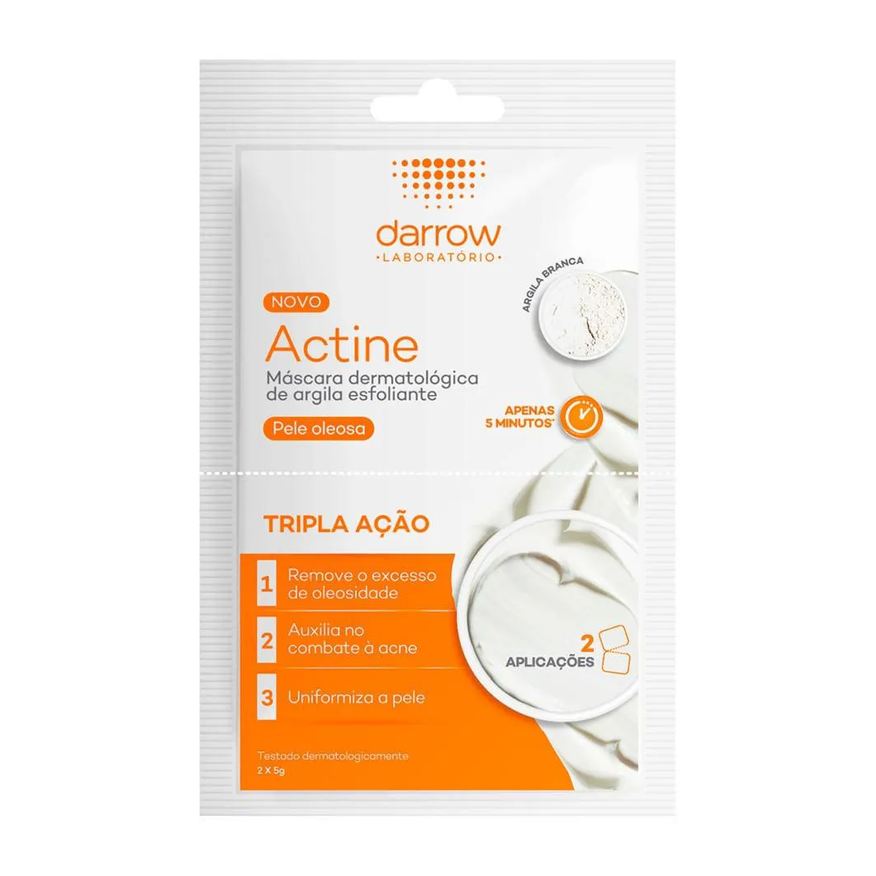 Darrow Máscara Dermatológica de Argila Esfoliante Facial Actine com 2 sachês de 5g