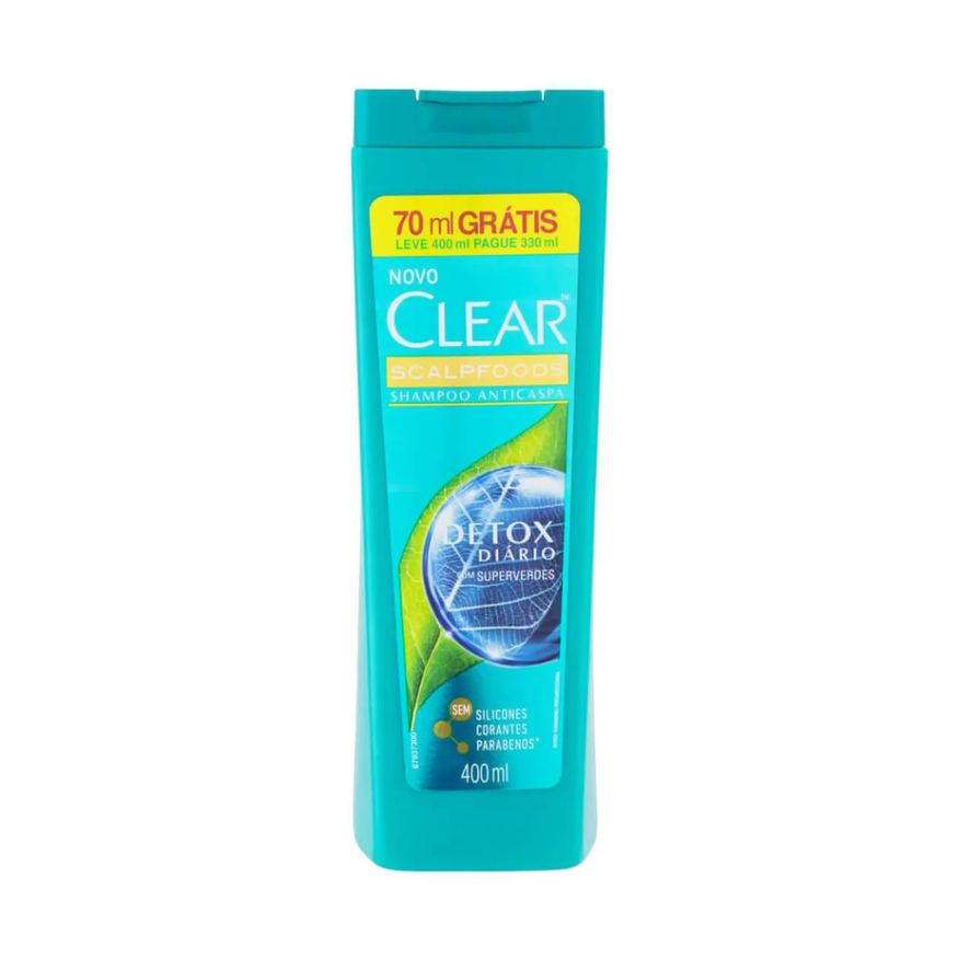 Clear Shampoo Anticaspa Men Scalpfoods Detox Diário 400ml