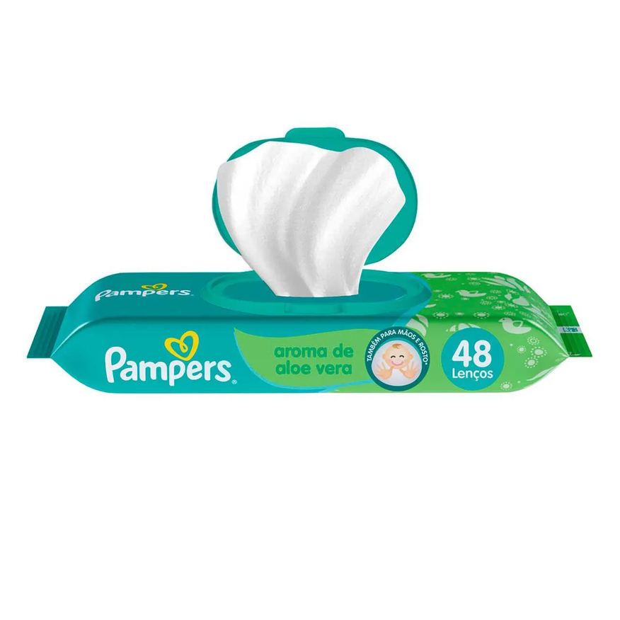 Pampers Lenço Umedecido Aroma de Aloe Vera 48 unidades