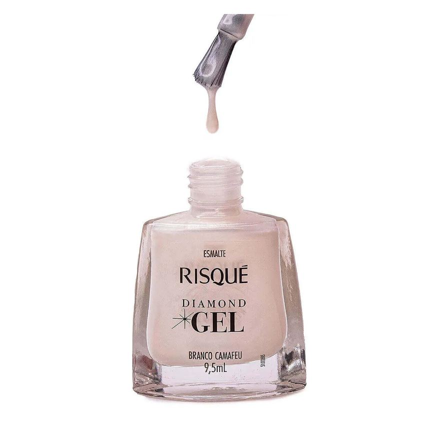 Risqué Esmalte Diamond Gel Branco Camafeu Hipoalergênico com 9,5ml