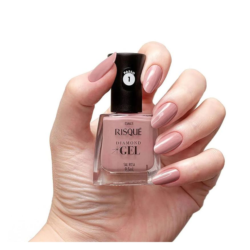 Risqué Esmalte Diamond Gel Sal Rosa Hipoalergênico com 9,5ml