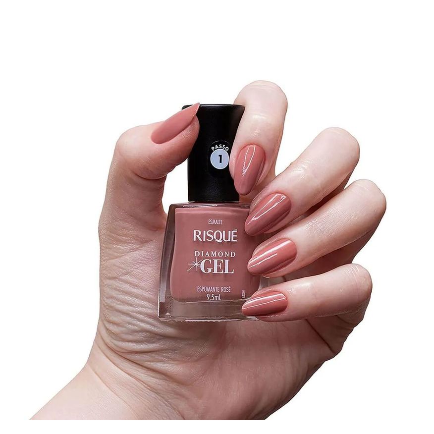 Risqué Esmalte Diamond Gel Espumante Rosé Hipoalergênico com 9,5ml