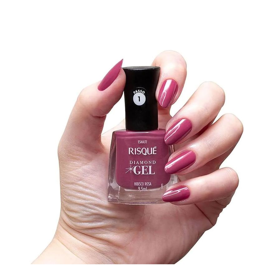 Risqué Esmalte Diamond Gel Hibisco Rosa Hipoalergênico com 9,5ml