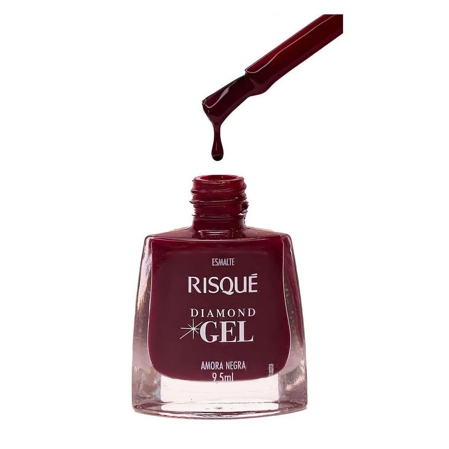 Risqué Esmalte Diamond Gel Amora Negra Hipoalergênico com 9,5ml