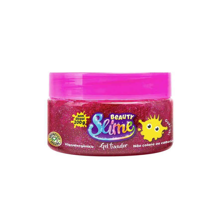Beauty Slime Gel Fixador para Cabelo Glitter Rosa com 200g