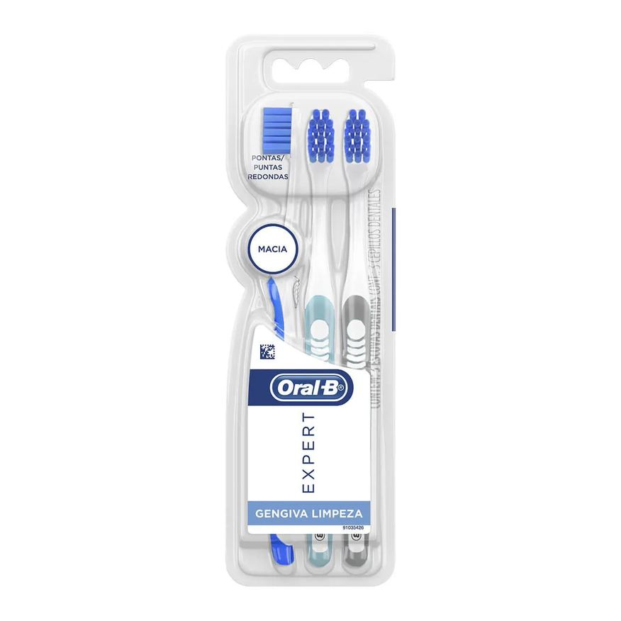 Oral-B Escova de Dente Expert Gengiva Limpeza Suave com 3 unidades