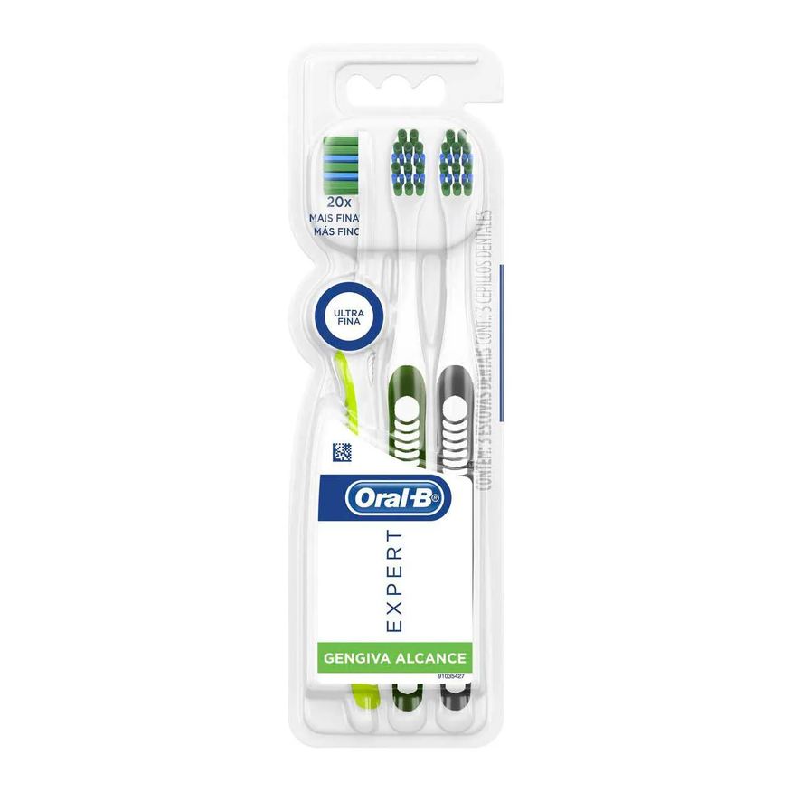 Oral-B Escova de Dente Expert Gengiva Alcance Ultra FIna com 3 unidades