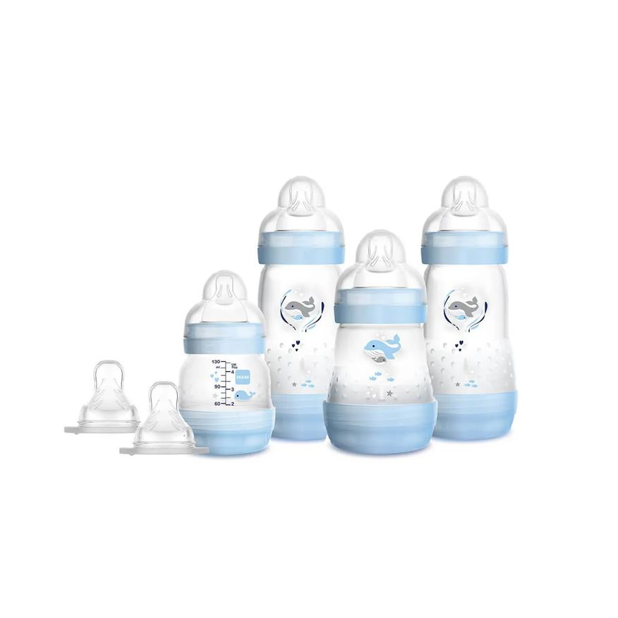 MAM Kit Mamadeira Easy Start Gift Set Anticólica Azul - 4 Mamadeiras e 2 Bicos