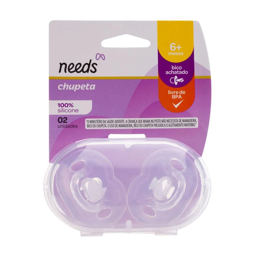 Needs Chupeta de Silicone Bico Achatado 6+ Meses 2 Unidades