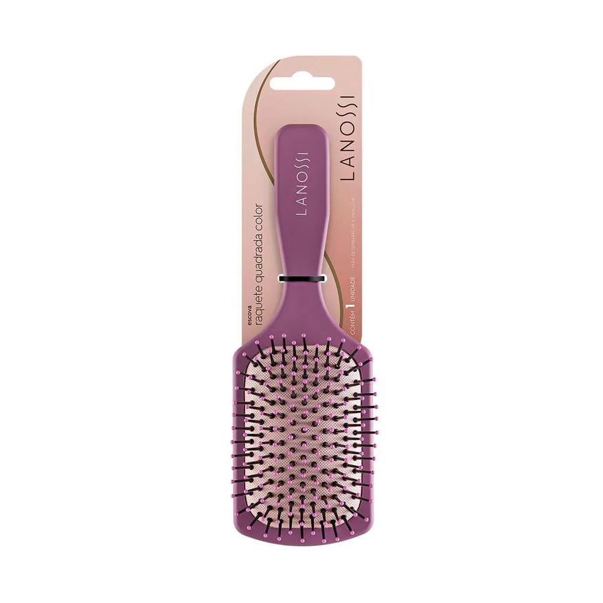 de Escova Cabelo Lanossi Color Raquete Quadrada - 1 unidade