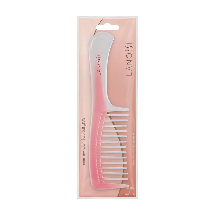 Lanossi Pente de Cabelo Rosa Largo - 1 unidade
