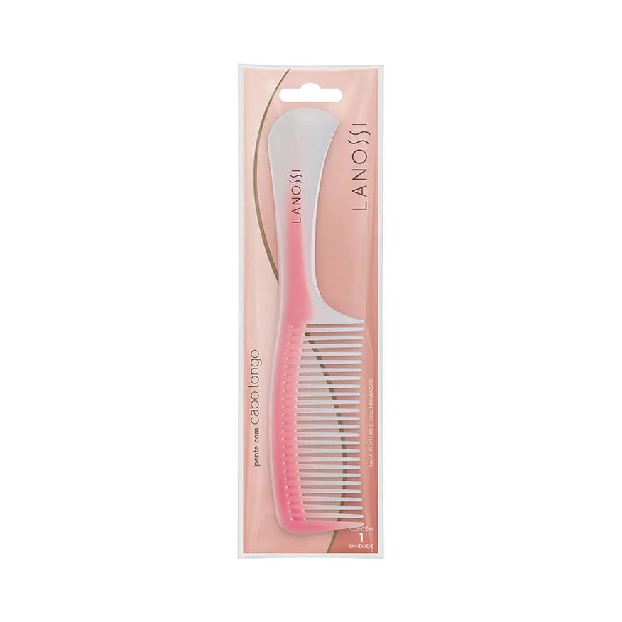 Lanossi Pente de Cabelo Rosa Longo - 1 unidade