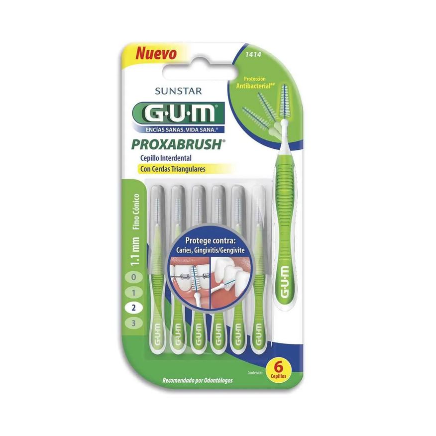 Gum Escova de Dente Interdental Portátil G.U.M Proxabrush Cerda Fina 1.1mm com 6 unidades