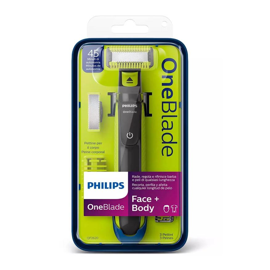 Philips OneBlade Barbeador Elétrico QP2620 Face&Body com Acessórios