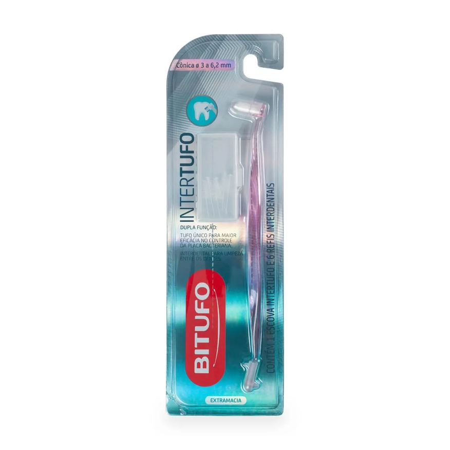 de Escova Dente Bitufo Intertufo Cônica com 1 unidade + 6 refis interdentais