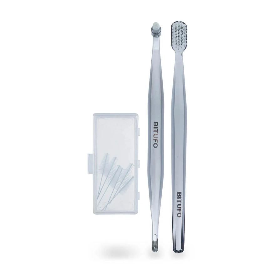 Ortodôntico Kit Bitufo Escova de Dente + Escova Interdental + 6 Refis Interdentais Cônicos