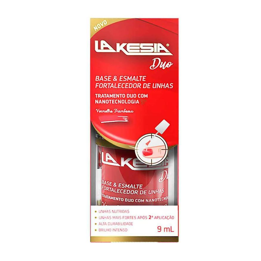 La Kesia Base e Esmalte Fortalecedor de Unhas LaKesia Duo Vermelho Framboesa 9ml