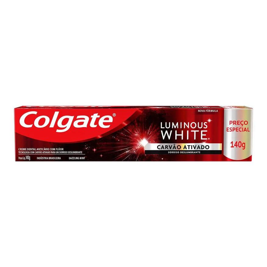 Colgate Creme Dental Luminous White Carvão Ativado 140g