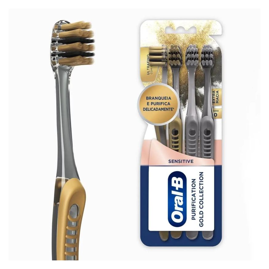 Oral-B Escova de Dente Sensitive Purification Gold Collection Ultrafina 4 unidades