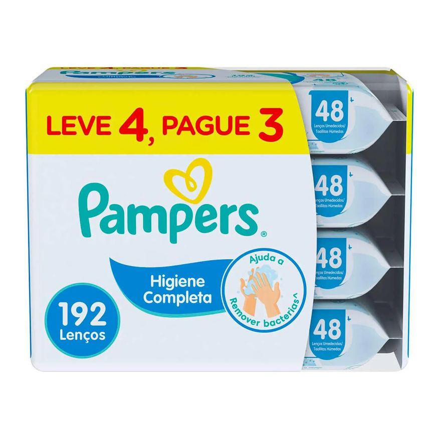 Pampers Kit Lenço Umedecido Higiene Completa 48 unidades 4 pacotes