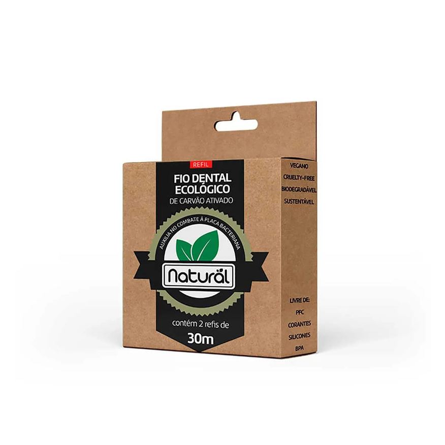 Suavetex Fio Dental Ecológico de Carvão Ativado Natural com 2 refis