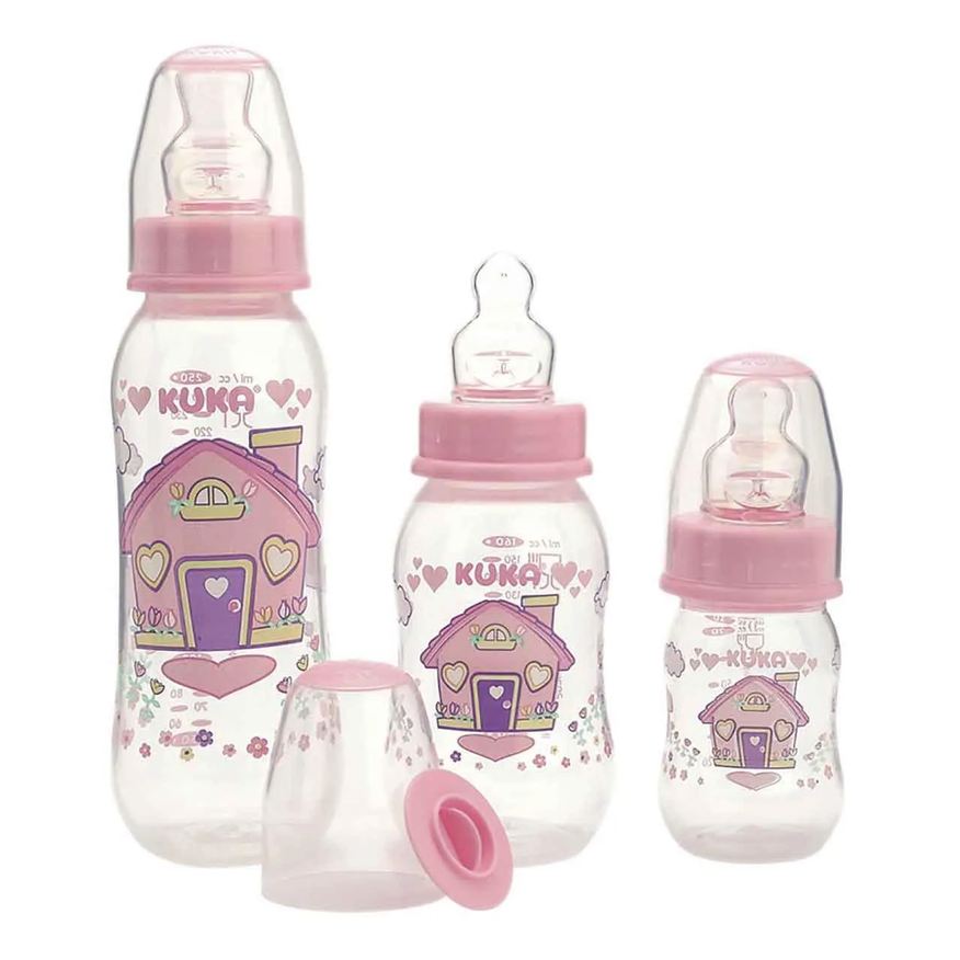 Kuka Estojo de Mamadeira Natural Color Ortodôntico Rosa - 3 Unidades