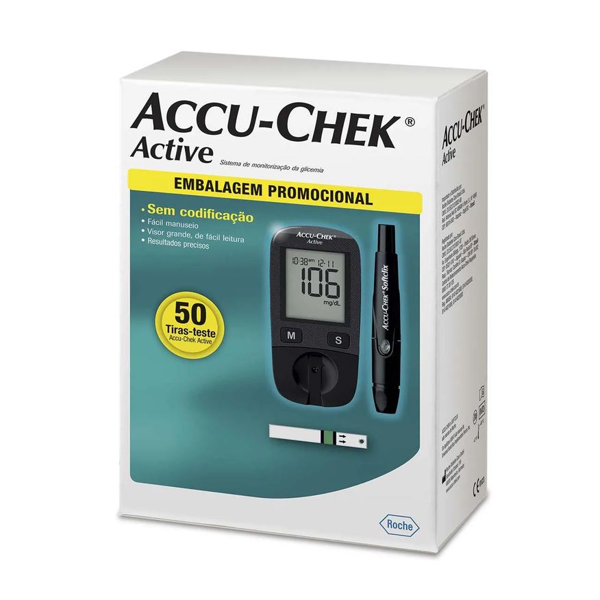 Accu-Chek Medidor de Glicose Active 50 tiras