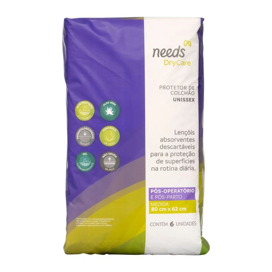 Needs Protetor para Colchão Descartável Unissex 82x62cm 6 unidades
