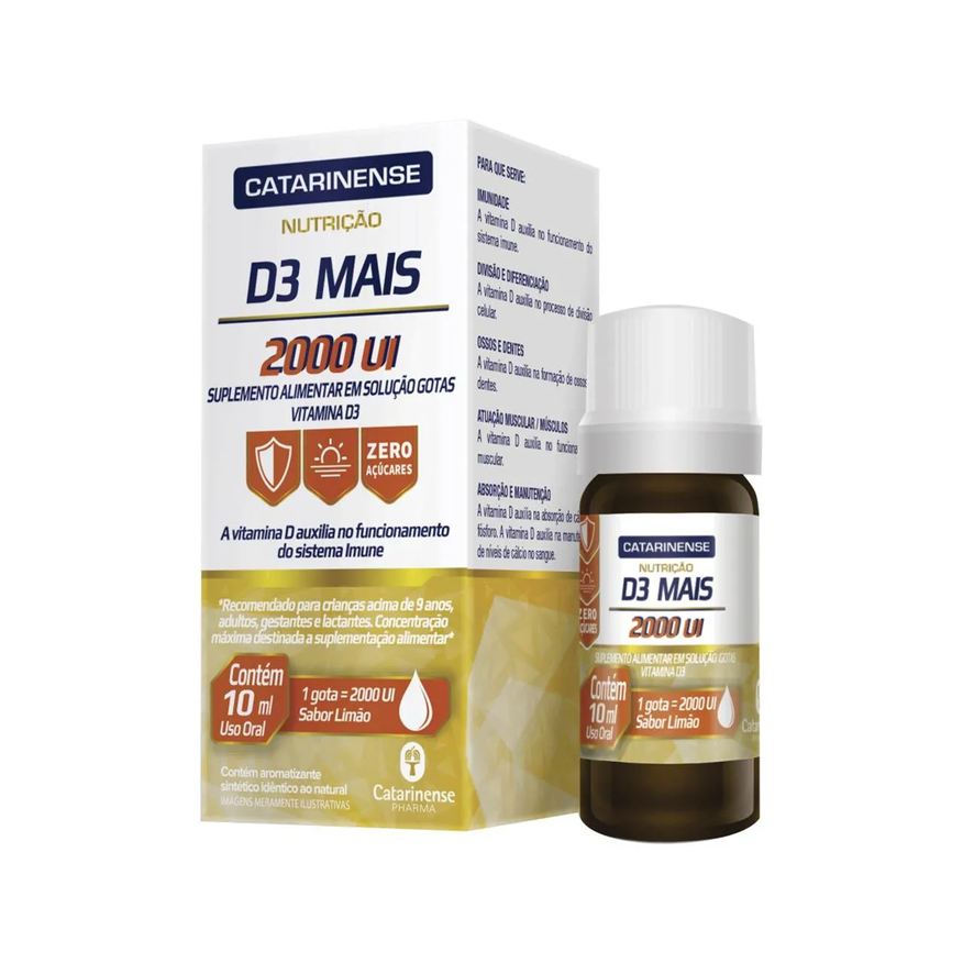 Catarinense Vitamina D 2000UI D3 Mais Limão Gotas 10ml