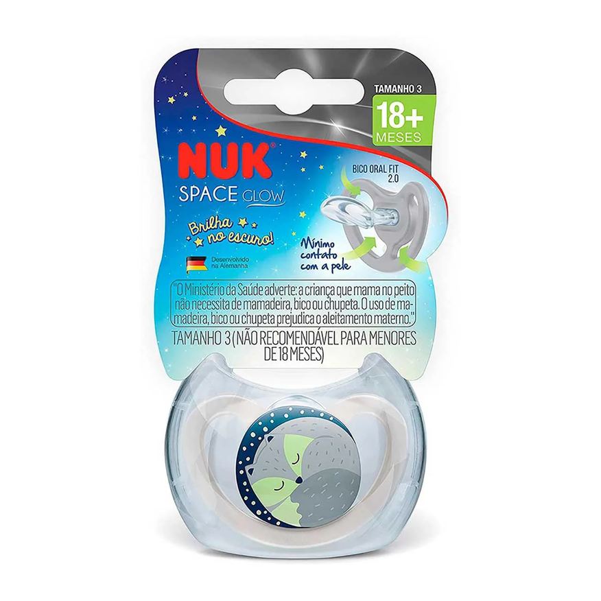 NUK Chupeta Space Glow Tamanho 3 para 18 meses+ Neutral com 1 unidade