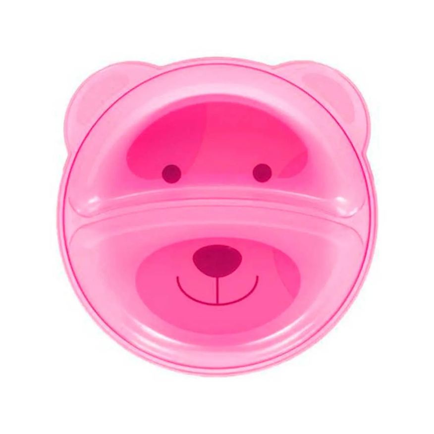 Buba Prato com Divisória Baby Ursinho Rosa 1 unidade
