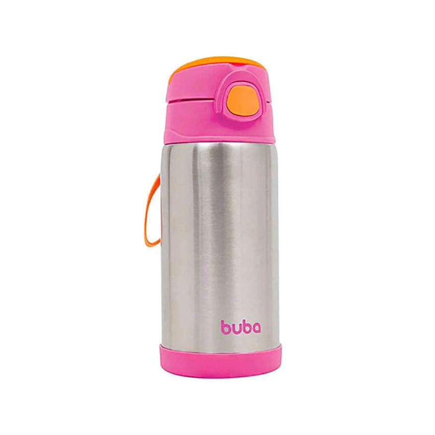 Buba Garrafa Térmica Baby Parede Dupla com Canudo Rosa 400ml