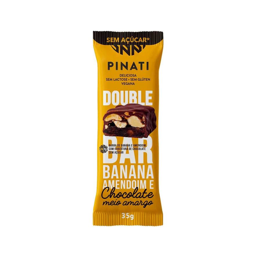 Pinati Barra de Frutas Double Bar Banana e Amendoim e Chocolate Meio Amargo 35g