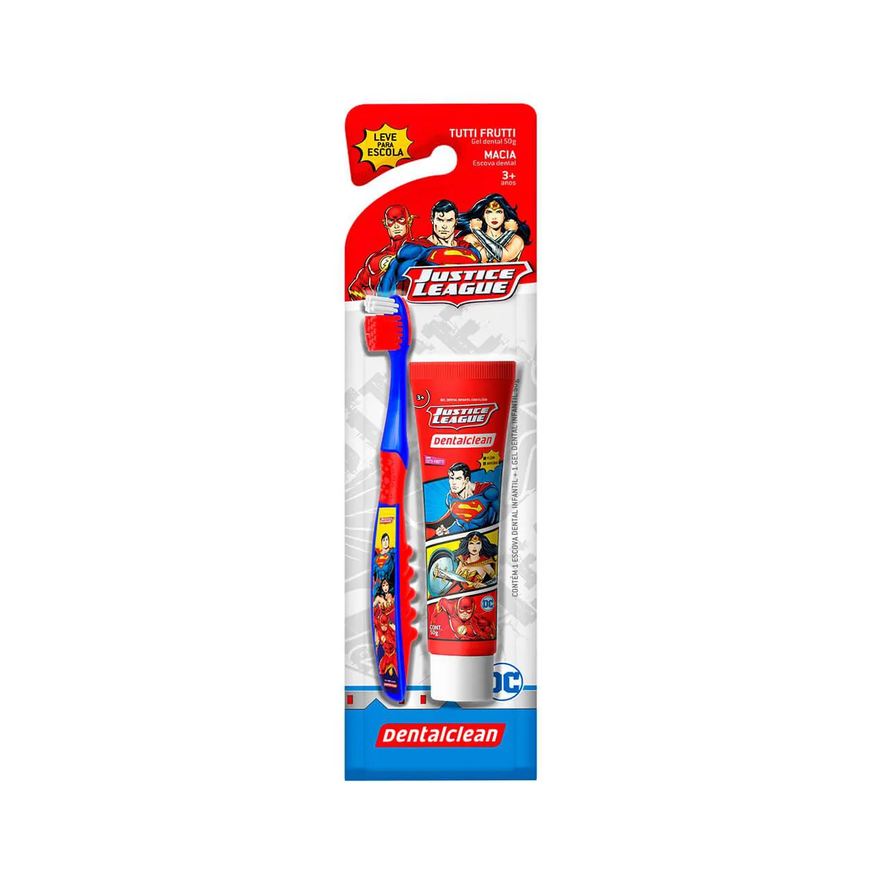 Dentalclean Kit Liga da Justiça com 1 Escova de Dente + Gel Dental com 50g