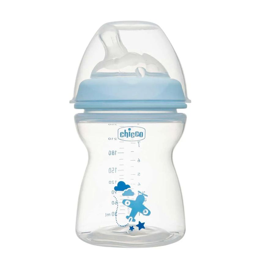 Chicco Mamadeira Step Up Fluxo Médio 2m+ Azul 250ml - 1 unidade