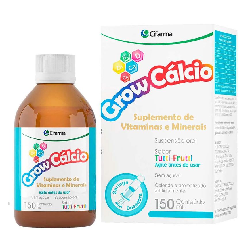 Grow Polivitamínico Cálcio Tutti-Frutti Infantil 150ml + Seringa Dosadora