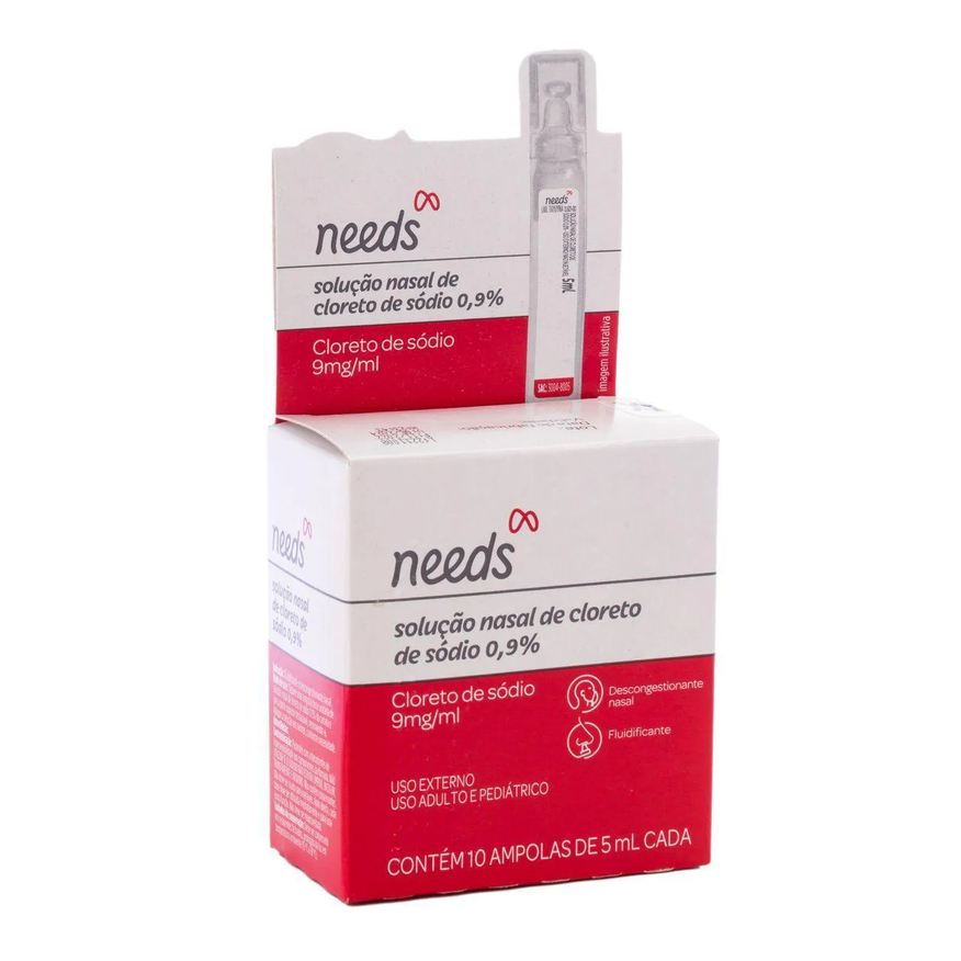 Needs Soro Fisiológico Cloreto de Sódio 0,9% 10 Ampolas de 5ml