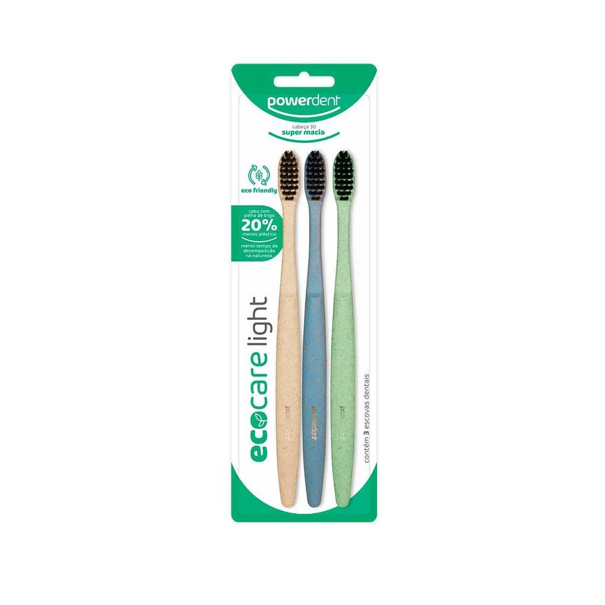 Powerdent Escova de Dente Eco Care Light com 3 Unidades