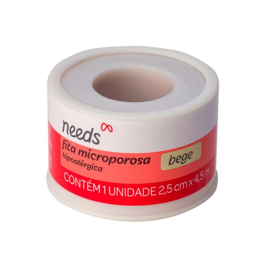 Needs Fita Microporosa Bege 2,5cm x 4,5m 1 unidade
