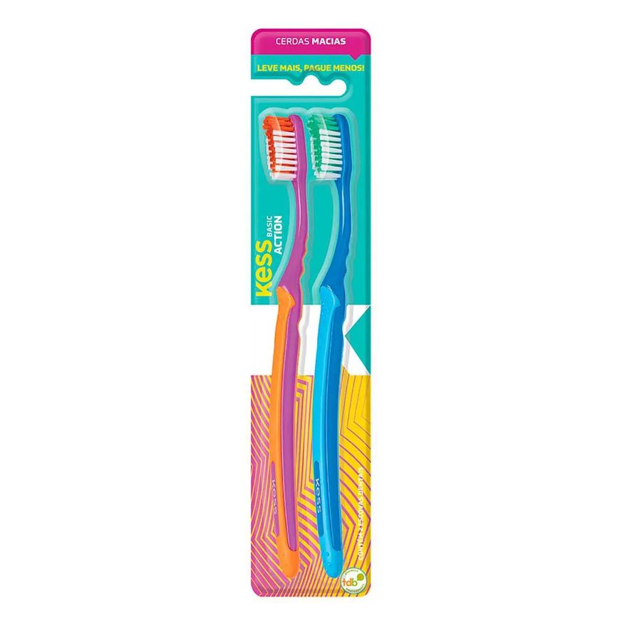 Kess Kit Escova de Dente Basic Action 2 Unidades