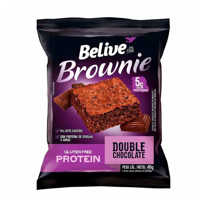 Belive Brownie Protein Double Chocolate Sem Glúten e Lactose com 40g