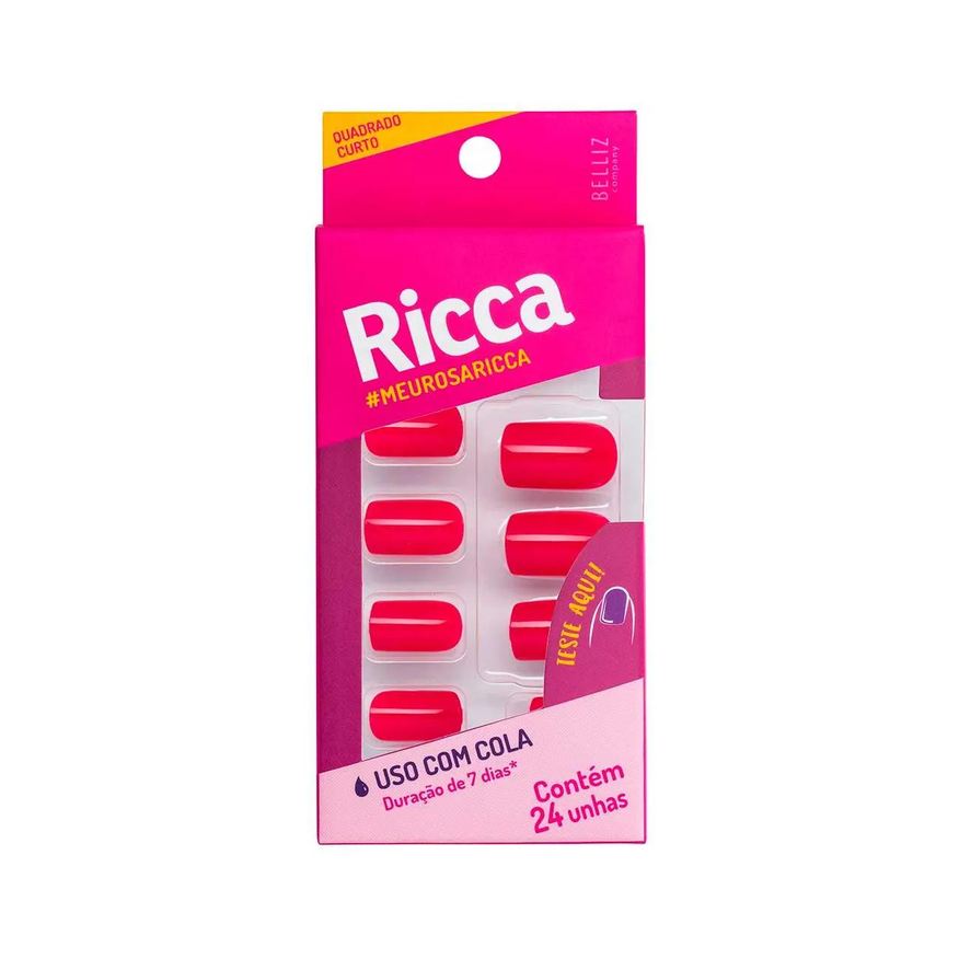 Postiças Unhas Ricca Rosa Magia 24 Unidades