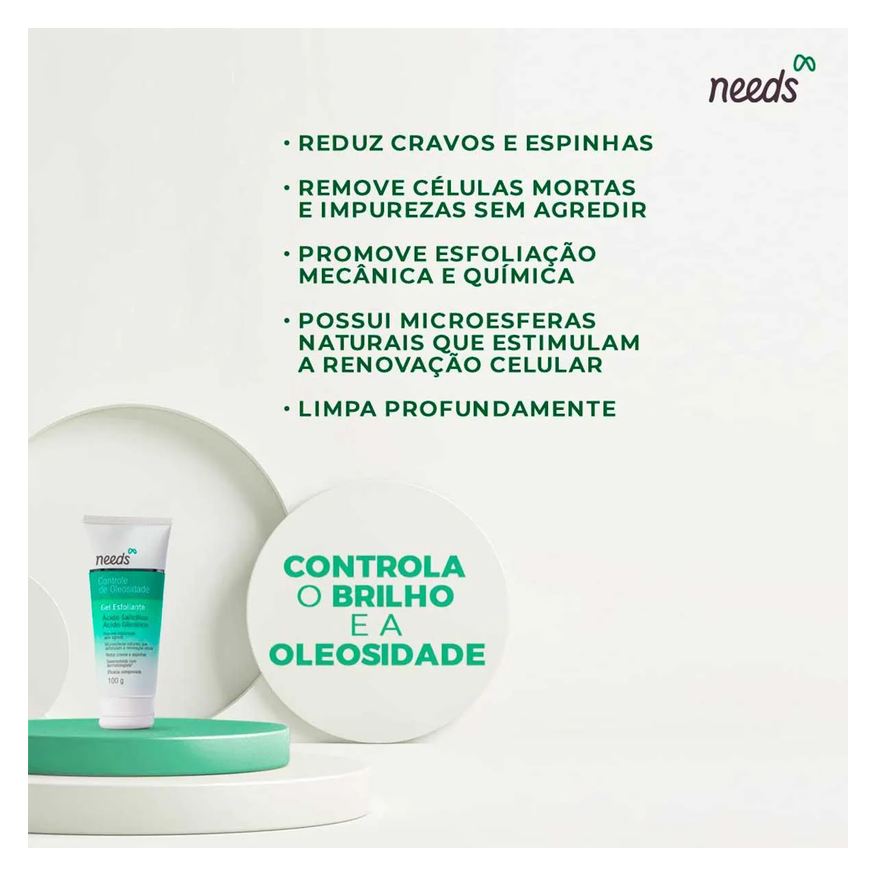 Needs Gel Esfoliante Facial Controle de Oleosidade 100g