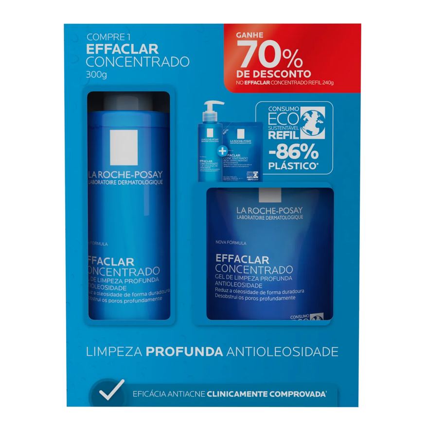 La Roche-Posay Kit Effaclar Concentrado 300g + Refil 240g
