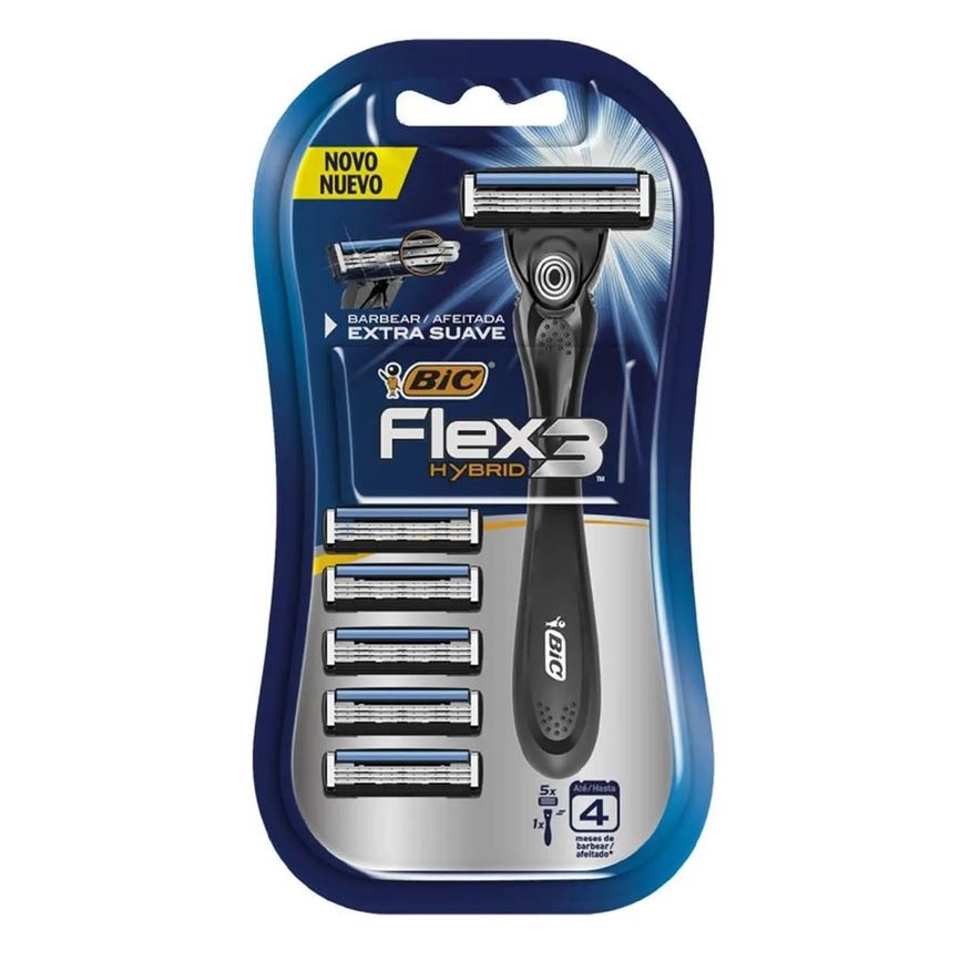 BIC Aparelho de Barbear Flex 3 Hybrid Premium + 5 cargas