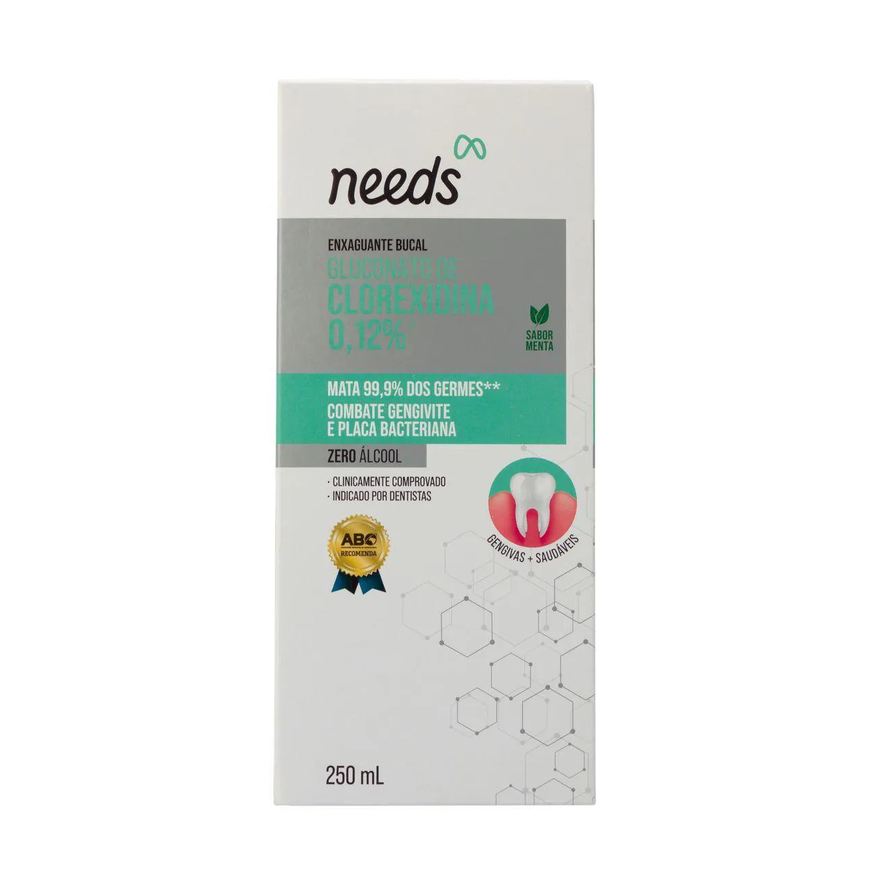 Needs Enxaguante Bucal Clorexidina 0,12% Menta Sem Álcool 250ml