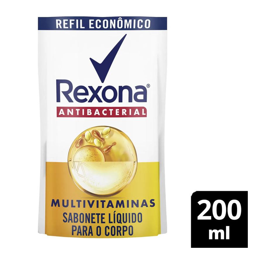 Rexona Refil Sabonete Líquido Antibacterial Multivitaminas Sachê 200ml